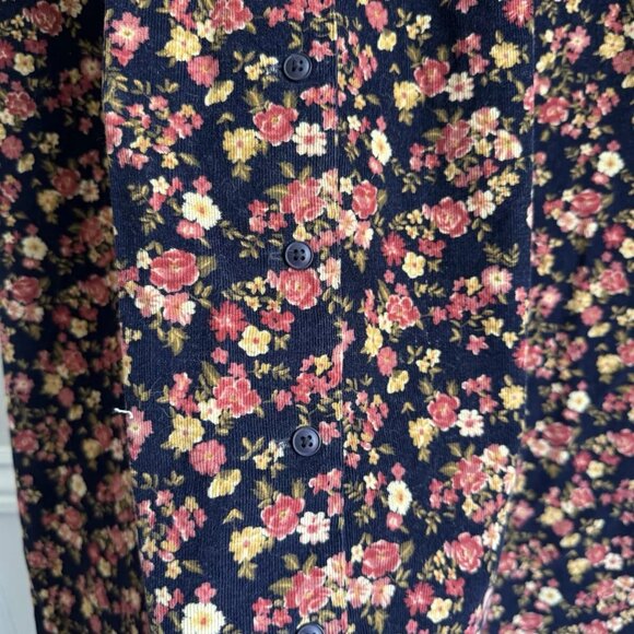 Vintage Charter Club Corduroy Floral Midi Dress Prairie Cottagecore - Picture 3 of 10